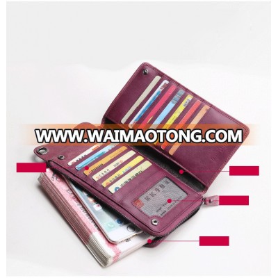 Popular Best Design Ladies Leather Wallet Phone Case With Zipper